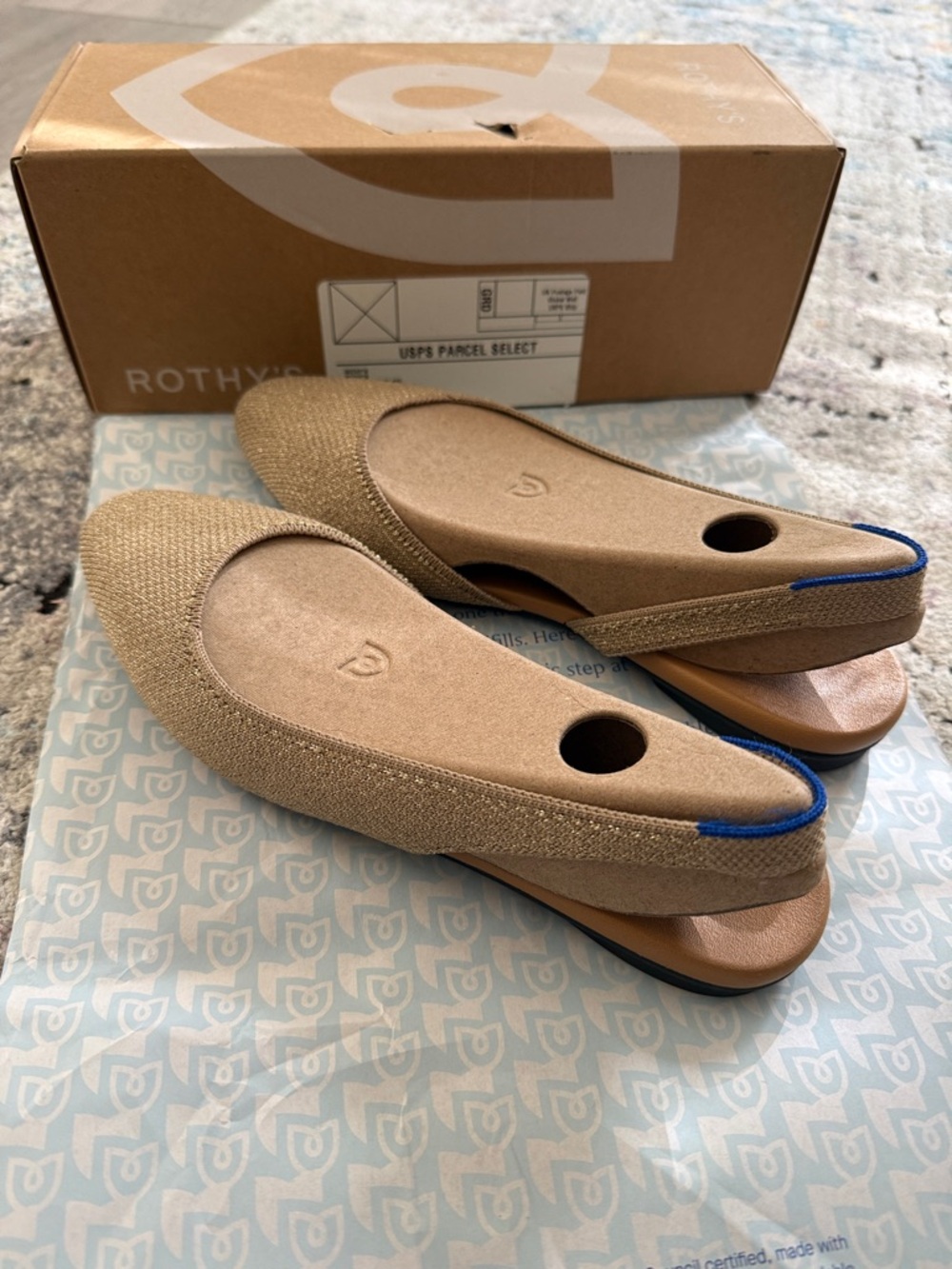 Rothy's Almond Toe Slingback Flats in Prosecco size 6 - Picture 2 of 9